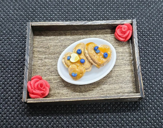 Miniature Heart Pancakes & Blueberries